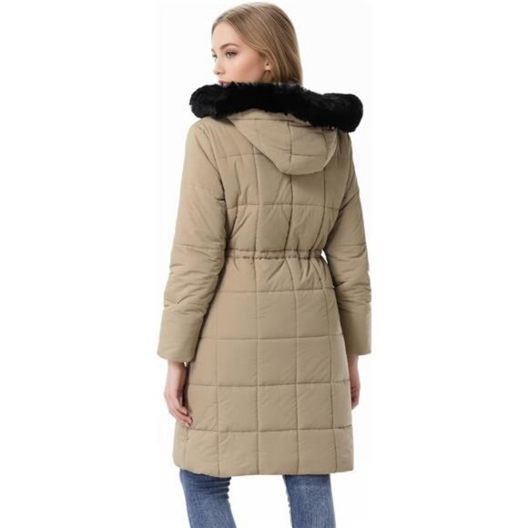 Women's Winter Coat Long Waterproof Parka - Warm Apricot - Picture 7 of 7